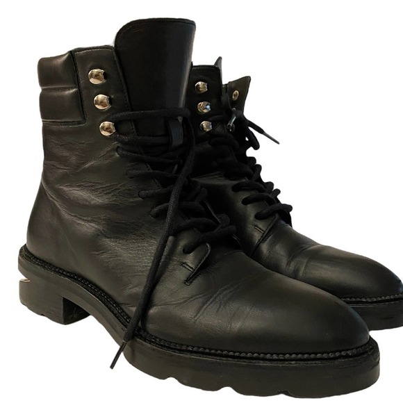 Alexander Wang Andy Hiker Leather Booties Silver-Tone Hardware Black Size 41 - Picture 4 of 16